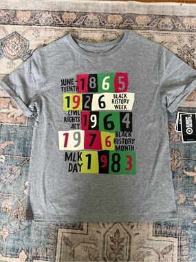 Target Gray Kids Black History Month Tee with Red Green Black and Yellow Graphic